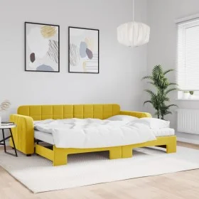 Trundle sofa bed with drawers yellow velvet 80x200 cm by vidaXL, Beds and slatted bases - Ref: Foro24-3196951, Price: 411,17 ...