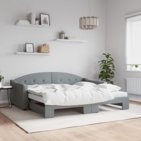 Sofá cama nido con colchón tela gris claro 90x190 cm de vidaXL, Camas y somieres - Ref: Foro24-3197558, Precio: 417,24 €, Des...
