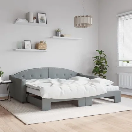 Trundle sofa bed with light gray fabric mattress 90x190 cm by vidaXL, Beds and slatted bases - Ref: Foro24-3197558, Price: 40...