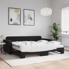 Trundle sofa bed with black velvet mattress 90x190 cm by vidaXL, Beds and slatted bases - Ref: Foro24-3196968, Price: 410,08 ...