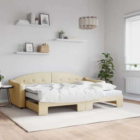 Sofá cama nido con colchón tela crema 80x200 cm de vidaXL, Camas y somieres - Ref: Foro24-3197547, Precio: 423,68 €, Descuent...