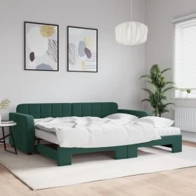 Trundle sofa bed with dark green velvet mattress 90x200 cm by vidaXL, Beds and slatted bases - Ref: Foro24-3196955, Price: 47...