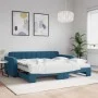 Sofá cama nido con colchón terciopelo azul 90x200 cm de vidaXL, Camas y somieres - Ref: Foro24-3196952, Precio: 480,62 €, Des...