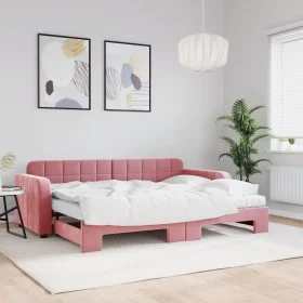 Ausziehbares Schlafsofa mit rosa Samtmatratze 80x200 cm von vidaXL, Betten und Lattenroste - Ref: Foro24-3196949, Preis: 429,...