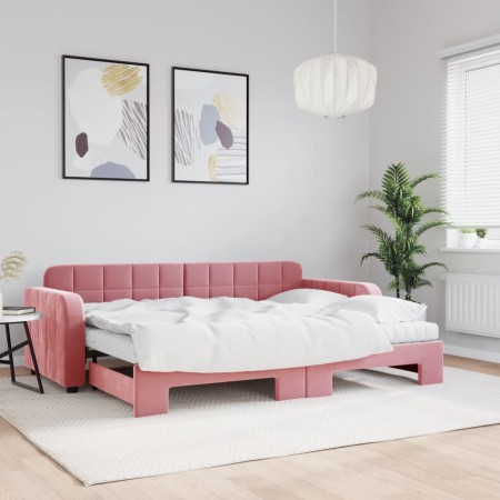 Sofá cama nido con colchón terciopelo rosa 80x200 cm de vidaXL, Camas y somieres - Ref: Foro24-3196949, Precio: 429,36 €, Des...