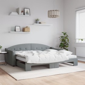 Sofá cama nido con colchón tela gris claro 90x200 cm