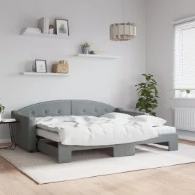 Trundle sofa bed with light gray fabric mattress 90x200 cm by vidaXL, Beds and slatted bases - Ref: Foro24-3197548, Price: 45...