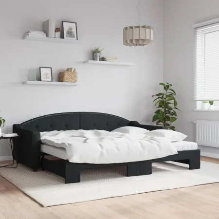 Trundle sofa bed with black fabric mattress 90x200 cm by vidaXL, Beds and slatted bases - Ref: Foro24-3197550, Price: 447,93 ...