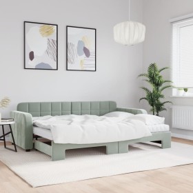 Trundle sofa bed with light gray velvet mattress 80x200 cm by vidaXL, Beds and slatted bases - Ref: Foro24-3196946, Price: 47...
