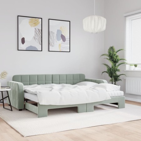Trundle sofa bed with light gray velvet mattress 80x200 cm by vidaXL, Beds and slatted bases - Ref: Foro24-3196946, Price: 44...