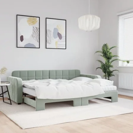 Trundle sofa bed with light gray velvet mattress 80x200 cm by vidaXL, Beds and slatted bases - Ref: Foro24-3196946, Price: 44...