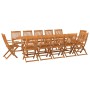 Set comedor de jardín 13piezas madera maciza acacia 280x90x75cm