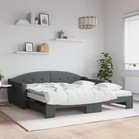 Trundle sofa bed with dark gray fabric mattress 100x200 cm by vidaXL, Beds and slatted bases - Ref: Foro24-3197554, Price: 43...