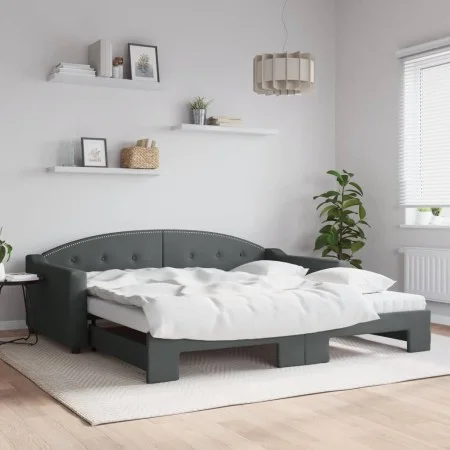 Trundle sofa bed with dark gray fabric mattress 100x200 cm by vidaXL, Beds and slatted bases - Ref: Foro24-3197554, Price: 43...