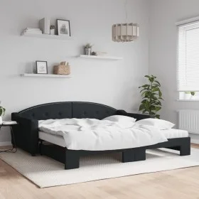 Trundle sofa bed with black fabric mattress 100x200 cm by vidaXL, Beds and slatted bases - Ref: Foro24-3197555, Price: 431,53...