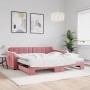 Trundle sofa bed with pink velvet mattress 100x200 cm by vidaXL, Beds and slatted bases - Ref: Foro24-3196963, Price: 448,38 ...
