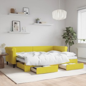 Sofá cama nido con cajones terciopelo amarillo 80x200 cm de vidaXL, Camas y somieres - Ref: Foro24-3197817, Precio: 282,61 €,...