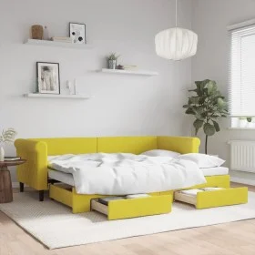 Trundle sofa bed with drawers yellow velvet 80x200 cm by vidaXL, Beds and slatted bases - Ref: Foro24-3197817, Price: 278,22 ...