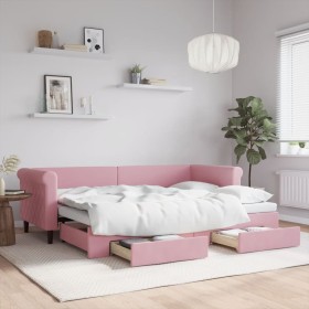 Trundle sofa bed with pink velvet drawers 80x200 cm by vidaXL, Beds and slatted bases - Ref: Foro24-3197815, Price: 294,34 €,...