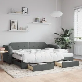Trundle sofa bed with drawers dark gray fabric 90x190 cm by vidaXL, Beds and slatted bases - Ref: Foro24-3197681, Price: 290,...