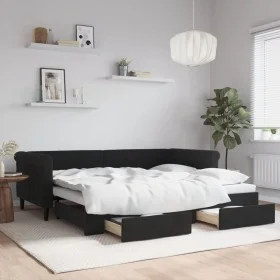 Sofá cama nido con cajones terciopelo negro 90x200 cm de vidaXL, Camas y somieres - Ref: Foro24-3197823, Precio: 291,84 €, De...