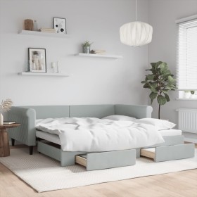 Trundle sofa bed with drawers light gray velvet 100x200 cm by vidaXL, Beds and slatted bases - Ref: Foro24-3197826, Price: 30...