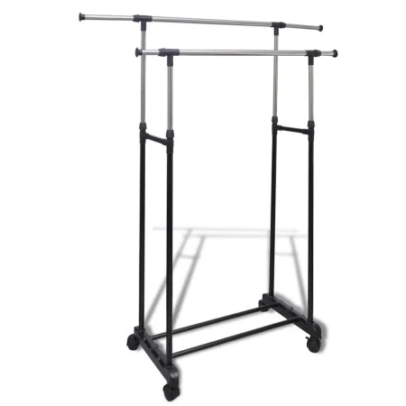 Adjustable clothes rack 4 wheels 2 bars by vidaXL, Dresser Organizers and Bar Hangers - Ref: Foro24-50212, Price: 32,80 €, Di...
