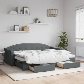 Ausziehbares Schlafsofa mit Schubladen aus dunkelgrauem Stoff, 80 x 200 cm von vidaXL, Betten und Lattenroste - Ref: Foro24-3...