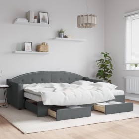 Sofá cama nido con cajones tela gris oscuro 80x200 cm de vidaXL, Camas y somieres - Ref: Foro24-3197562, Precio: 290,86 €, De...