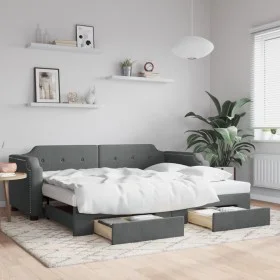 Trundle sofa bed with drawers dark gray fabric 90x200 cm by vidaXL, Beds and slatted bases - Ref: Foro24-3197671, Price: 298,...