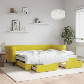 Trundle sofa bed with drawers yellow velvet 90x200 cm by vidaXL, Beds and slatted bases - Ref: Foro24-3197824, Price: 283,90 ...