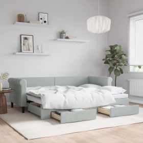 Sofá cama nido con cajones terciopelo gris claro 80x200 cm de vidaXL, Camas y somieres - Ref: Foro24-3197812, Precio: 292,00 ...