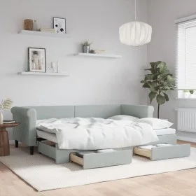 Trundle sofa bed with drawers light gray velvet 80x200 cm by vidaXL, Beds and slatted bases - Ref: Foro24-3197812, Price: 286...