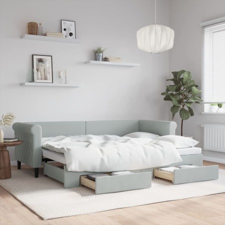 Trundle sofa bed with drawers light gray velvet 80x200 cm by vidaXL, Beds and slatted bases - Ref: Foro24-3197812, Price: 292...