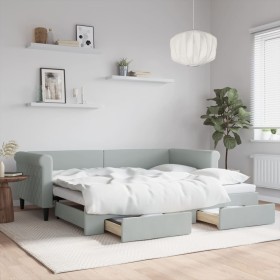Sofá cama nido con cajones terciopelo gris claro 90x200 cm de vidaXL, Camas y somieres - Ref: Foro24-3197819, Precio: 296,26 ...