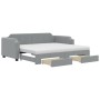 Trundle sofa bed with drawers light gray fabric 80x200 cm by vidaXL, Beds and slatted bases - Ref: Foro24-3197683, Price: 452...