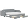 Trundle sofa bed with drawers light gray fabric 90x190 cm by vidaXL, Beds and slatted bases - Ref: Foro24-3197698, Price: 452...