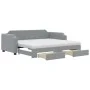 Trundle sofa bed with drawers light gray fabric 90x190 cm by vidaXL, Beds and slatted bases - Ref: Foro24-3197698, Price: 446...