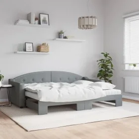 Trundle sofa bed with light gray fabric mattress 80x200 cm by vidaXL, Beds and slatted bases - Ref: Foro24-3197543, Price: 42...