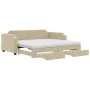 Trundle sofa bed with drawers cream fabric 80x200 cm by vidaXL, Beds and slatted bases - Ref: Foro24-3197687, Price: 461,89 €...