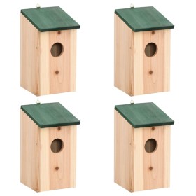 Casa para pájaros 4 unidades madera 12x12x22 cm
