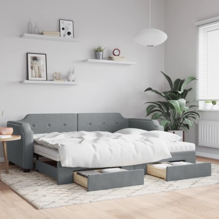 Sofá cama nido con cajones tela gris claro 100x200 cm de vidaXL, Camas y somieres - Ref: Foro24-3197693, Precio: 478,53 €, De...