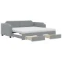 Trundle sofa bed with drawers light gray fabric 100x200 cm by vidaXL, Beds and slatted bases - Ref: Foro24-3197693, Price: 47...
