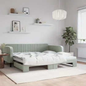 Sofá cama nido terciopelo gris claro 100x200 cm de vidaXL, Camas y somieres - Ref: Foro24-3197070, Precio: 260,08 €, Descuent...