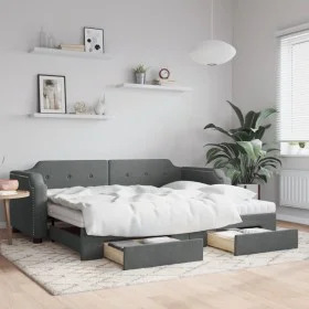 Trundle sofa bed with drawers dark gray fabric 90x190 cm by vidaXL, Beds and slatted bases - Ref: Foro24-3197699, Price: 442,...