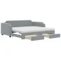 Trundle sofa bed with drawers light gray fabric 90x200 cm by vidaXL, Beds and slatted bases - Ref: Foro24-3197688, Price: 489...