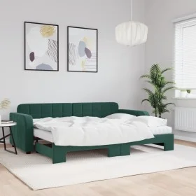 Trundle sofa bed with dark green velvet mattress 80x200 cm by vidaXL, Beds and slatted bases - Ref: Foro24-3196948, Price: 42...