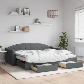 Trundle sofa bed with drawers dark gray fabric 90x200 cm by vidaXL, Beds and slatted bases - Ref: Foro24-3197567, Price: 294,...