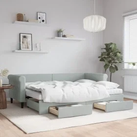 Trundle sofa bed with drawers light gray velvet 80x200 cm by vidaXL, Beds and slatted bases - Ref: Foro24-3197836, Price: 456...