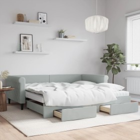 Sofá cama nido con cajones terciopelo gris claro 100x200 cm de vidaXL, Camas y somieres - Ref: Foro24-3197850, Precio: 480,09...